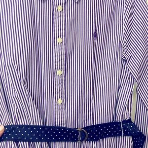 Girls Ralph Lauren Purple Striped Dress with Belt